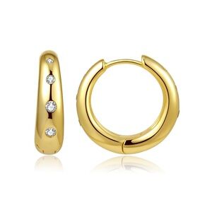 Zirconia Gold Crystal Hoop Earrings